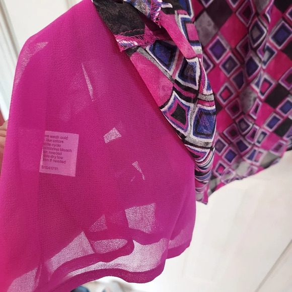 Lane Bryant Purple Geometric Double Layer Tank with Ribbon Strap in Size 20 - Picture 8 of 9